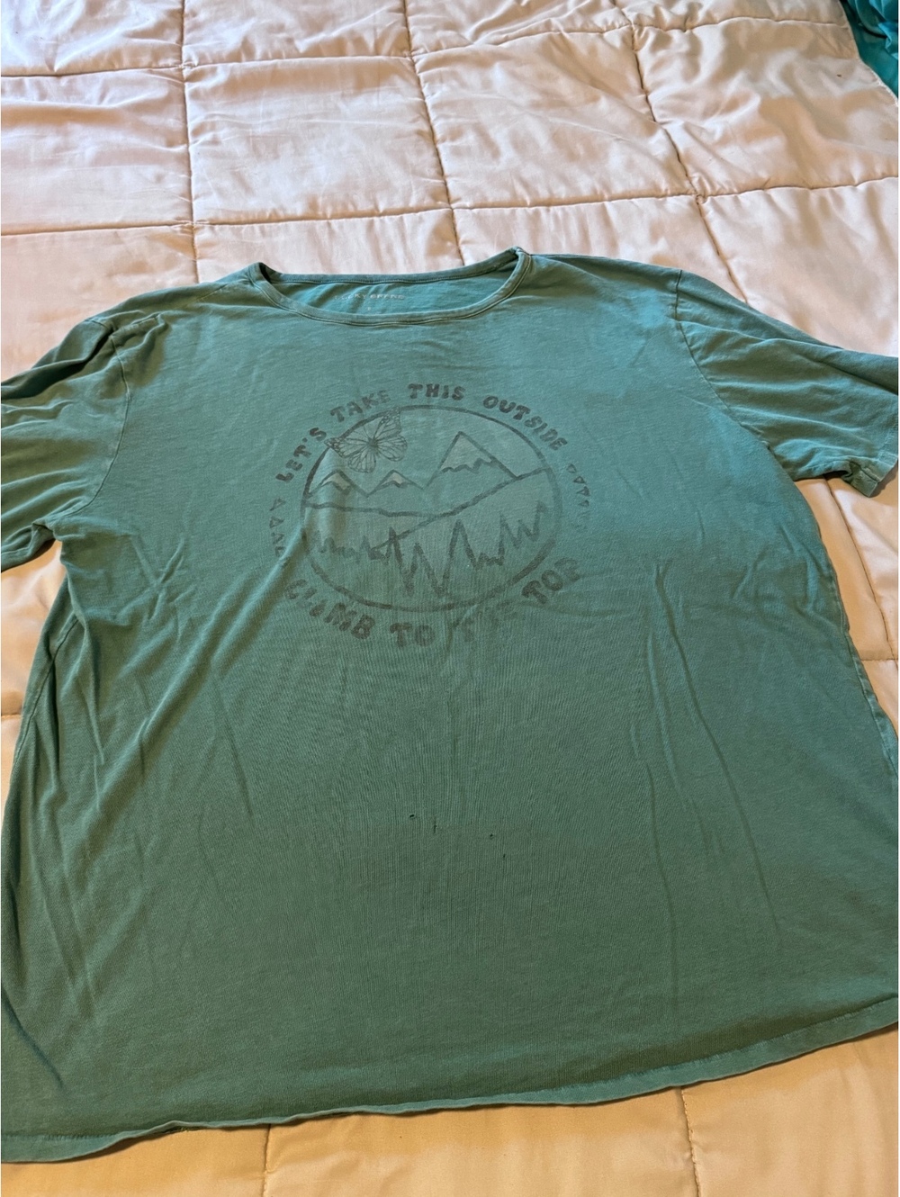Lucky Brand Women’s Small Green Mountain Graphic T Shirt Outdoor Casual Tee
